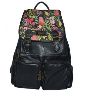 Cotton Road Black & Floral Design Backpack JJ91451